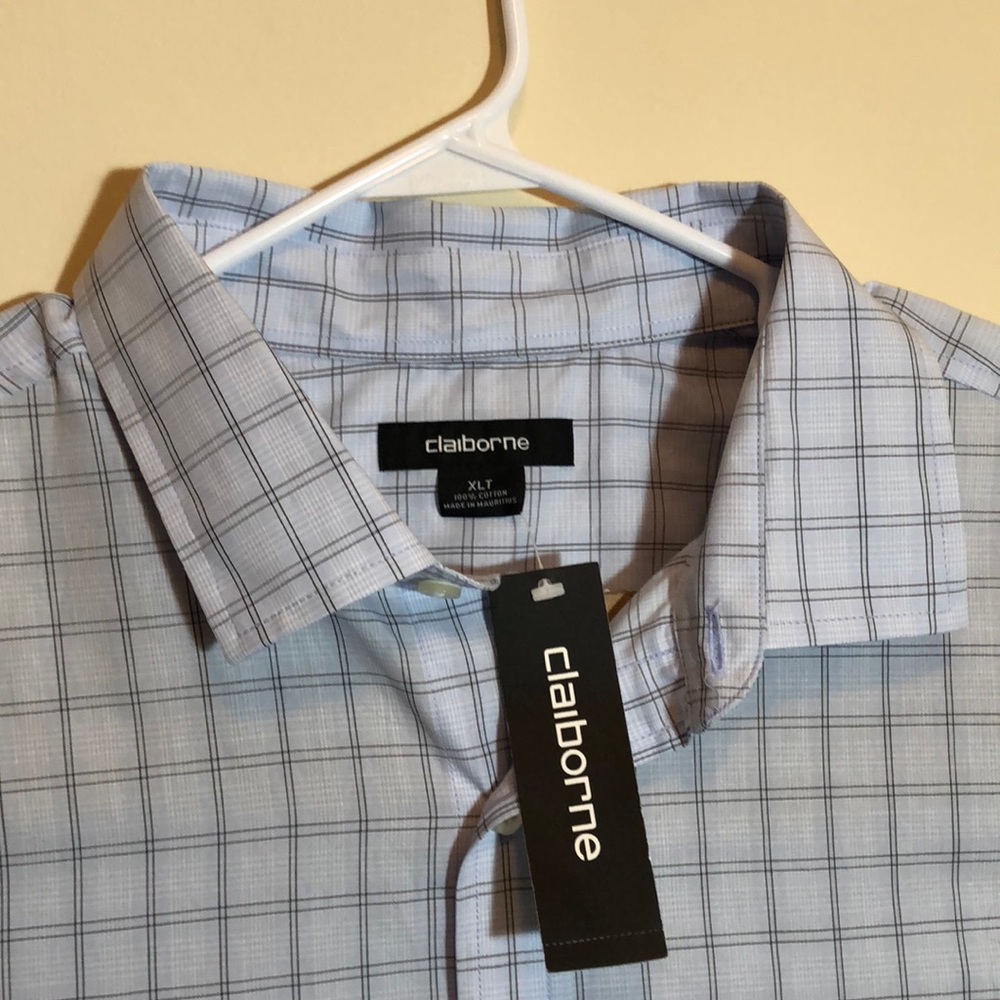 CLAIBORNE XLT NWT Mens Blue Check Shirt💥NEW💥👕🏖
